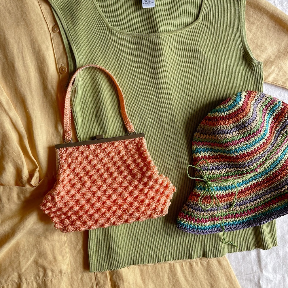 vintage crochet orange 🍊 handbag